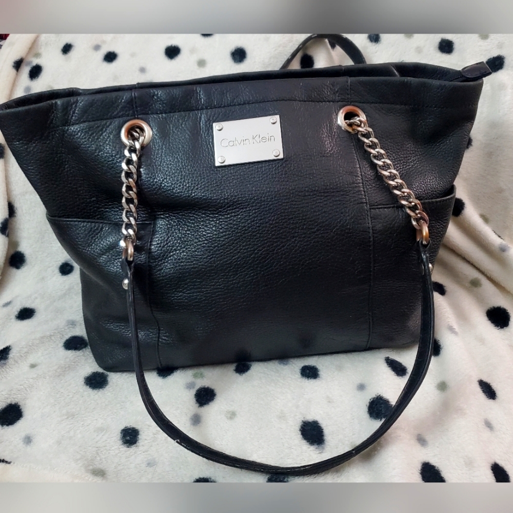 Calvin Klein Large Black Leather Bag